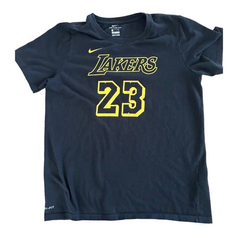 Nike LeBron James #23 Los Angeles Laker Player T-Shirt Youth L Dri Fit‎ Black